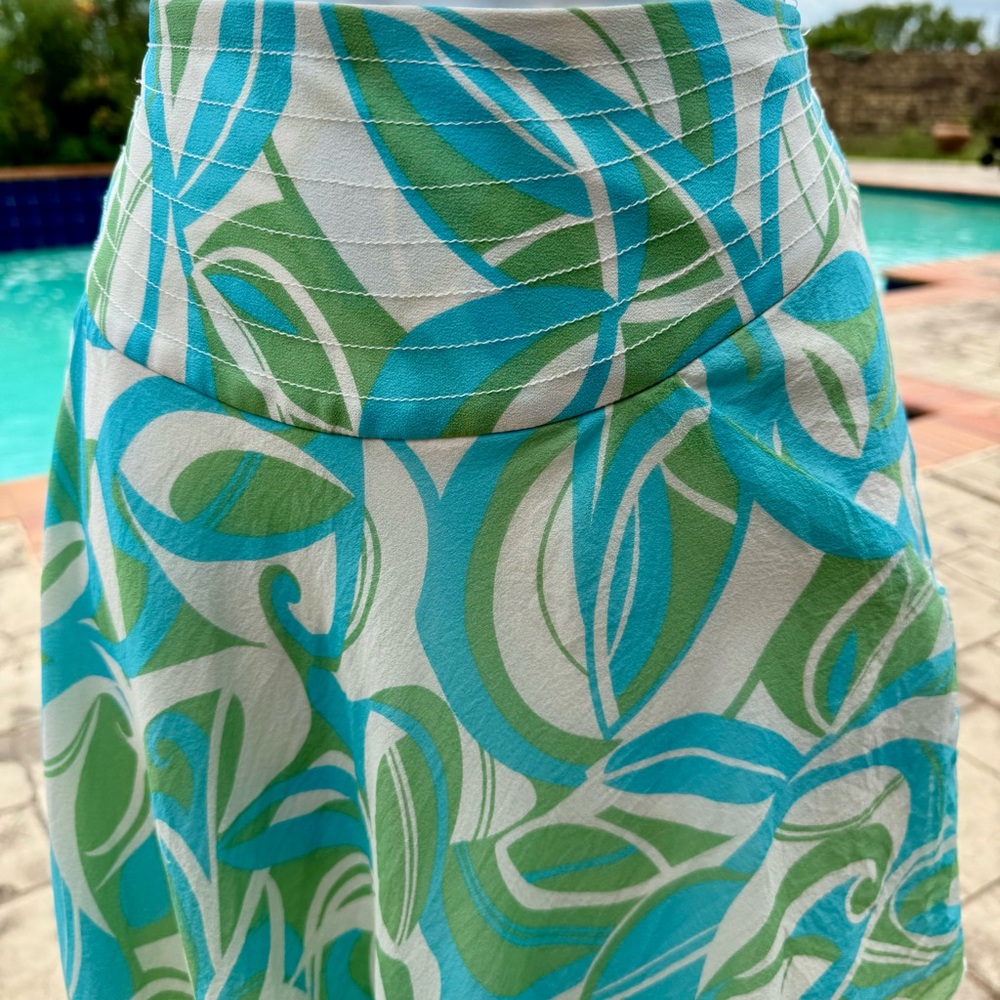 Bebe Blue Asymmetrical Skater Mini Skirt (and sweater) XS; silk Y2K - Picture 3 of 16